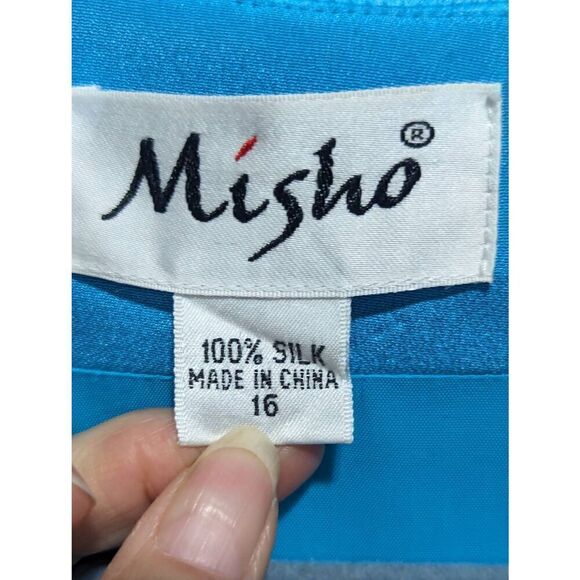 Misho Women's Robin Egg Blue Silk 2 Piece Set Jacket Skirt Suit Size 16 - Picture 2 of 10